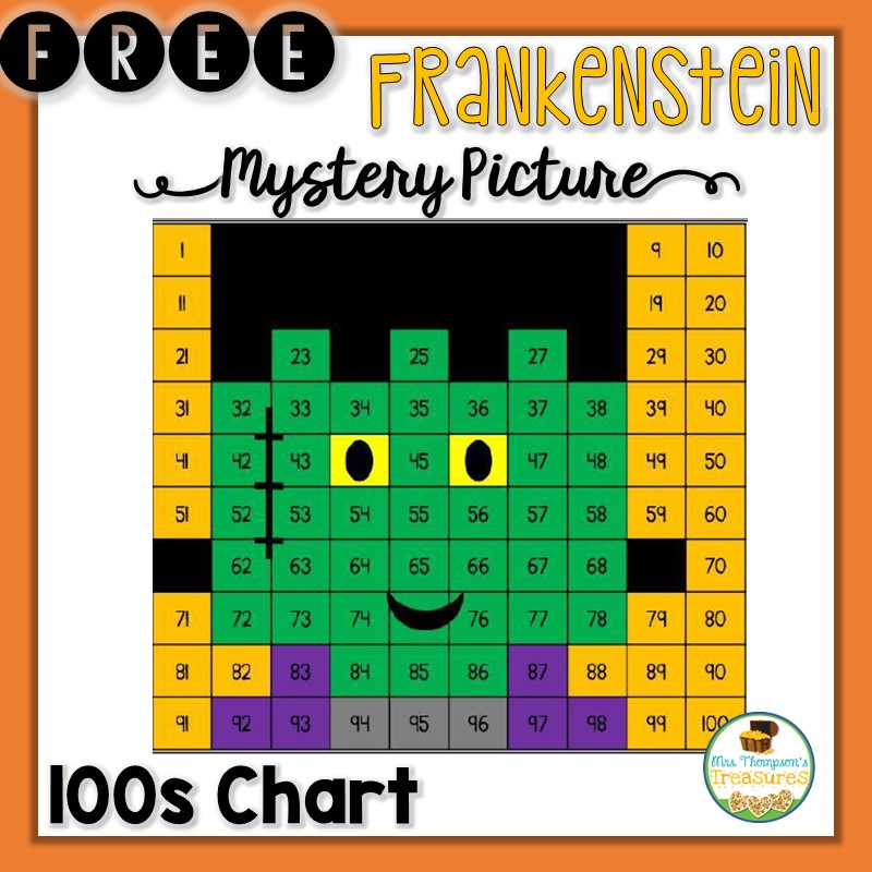 math, Halloween, Frankenstein, hundreds chart