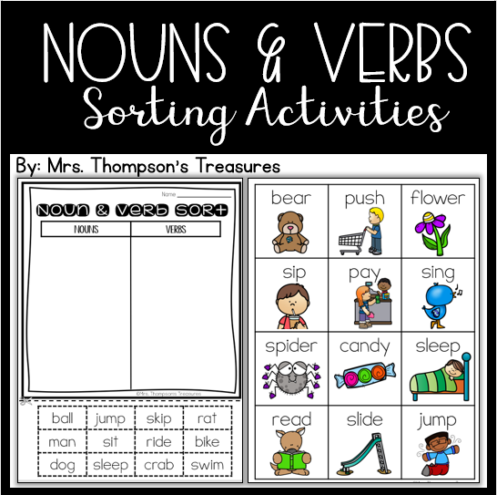 Nouns And Verbs Sorting Mrs Thompson s Treasures